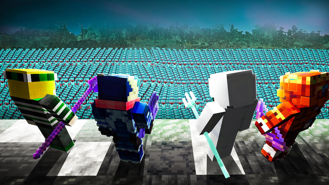 4 Minecraft Pros VS 1000 Mr Beast Goons